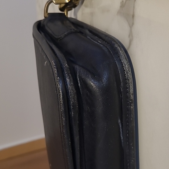 Vintage Coach Penny Pocket Bag Purse #9755 Black Leather Brass Hardware Y2K - Picture 7 of 16